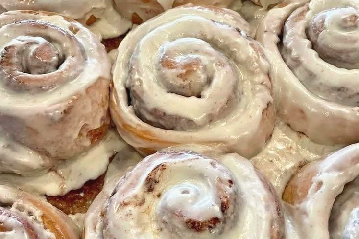 Frosted cinnamon rolls