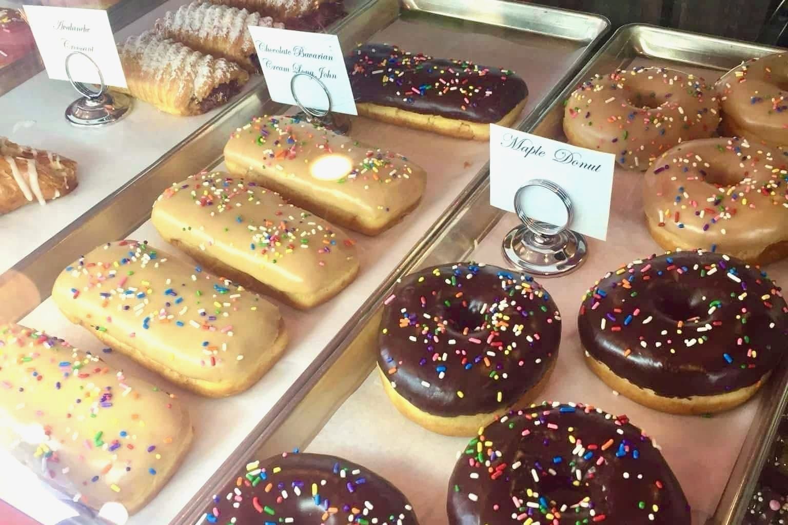 Donuts and pastries in the bakery case